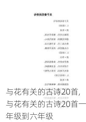 与花有关的古诗20首,与花有关的古诗20首一年级到六年级