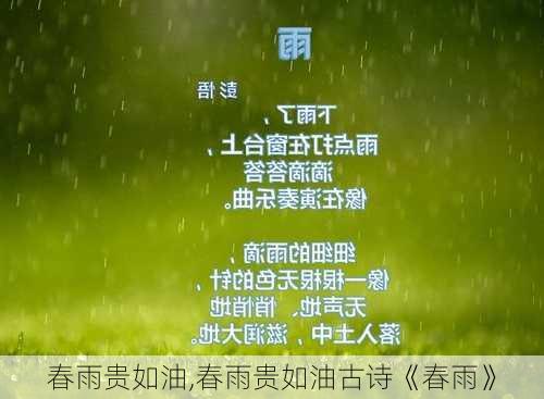 春雨贵如油,春雨贵如油古诗《春雨》-第3张图片-花卉百科